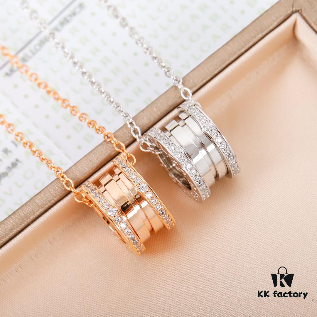 692fc77799f2d84055c88db5 B.zero 1 Necklace Inspired by Roman Colosseum with Spiral Design in Rose Gold Plating and Diamond-Paved Details