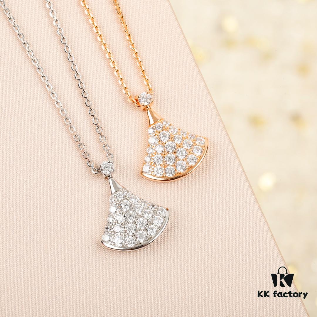 692fc79499f2d84055c88de1 Silver Material 204318 | Xiaoskirt Necklace Z+ | Authentic Bulgari Diva Diamond-Paved Fan Necklace Replica
