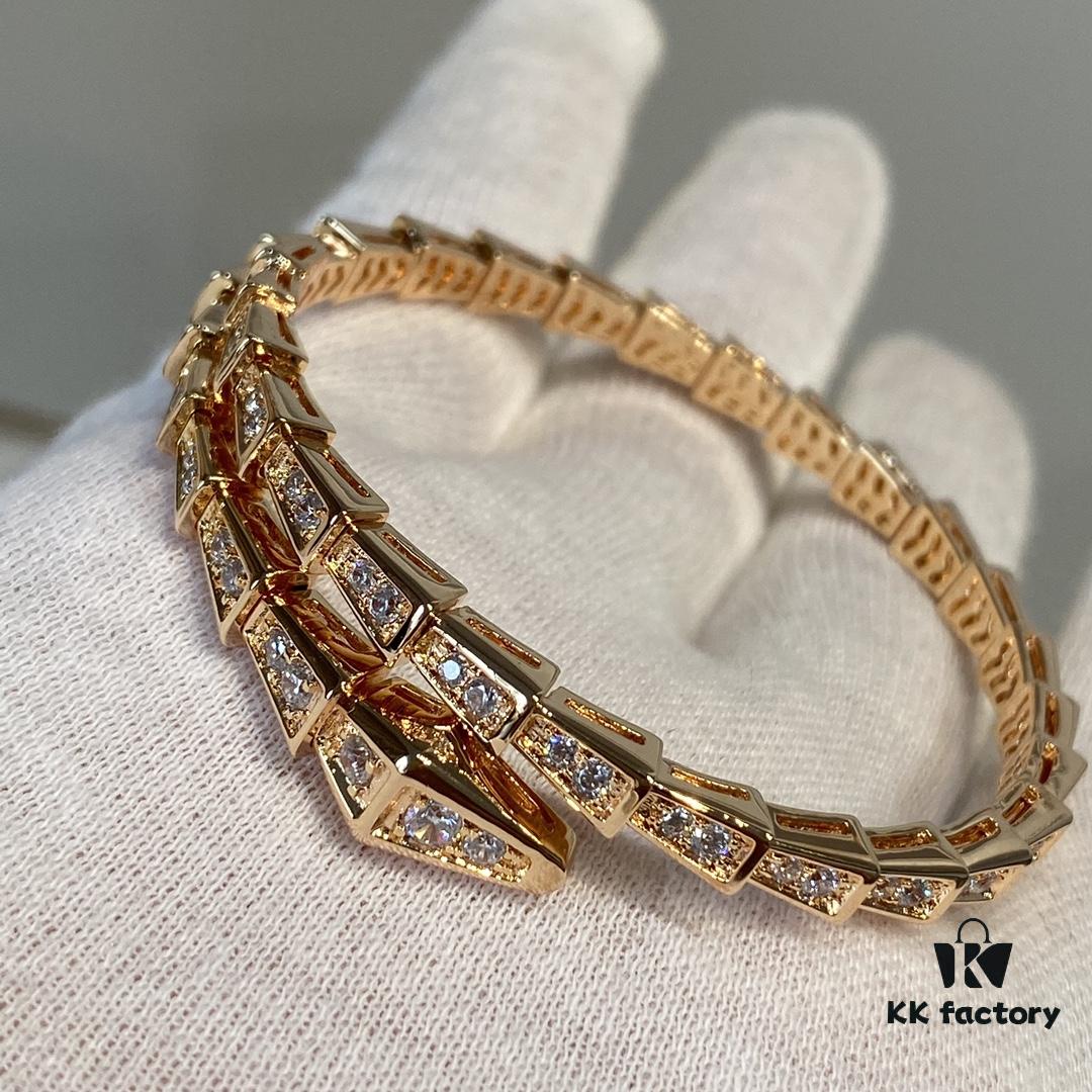 692fc7b099f2d84055c88df6 BVLGARI Classic Serpenti Bracelet - Luxury Spring Design with Premium V-Gold and Imported Diamonds