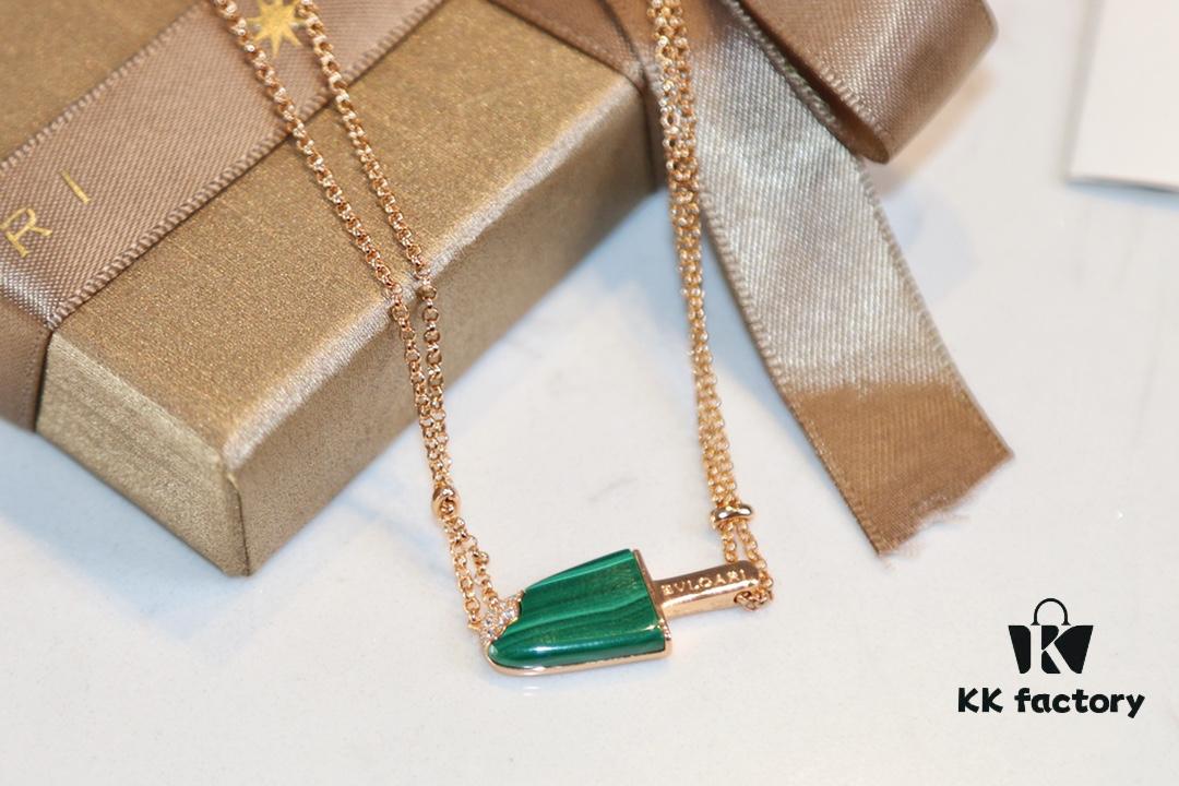692fc7e899f2d84055c88e4d BVLGARI Bulgari New White Mother-of-Pearl and Malachite Ice-Cream Necklace