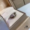 925 Bvlgari Single Circle Smooth Snake Ring with Diamond Head