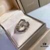 925 Bvlgari Single Circle Smooth Snake Ring with Diamond Head