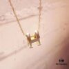 692fc83e99f2d84055c88edc HER*ESH Hermès Classic H Necklace – Latest Arrival in Milk Tea Gray Tone, Elegant and Refined!