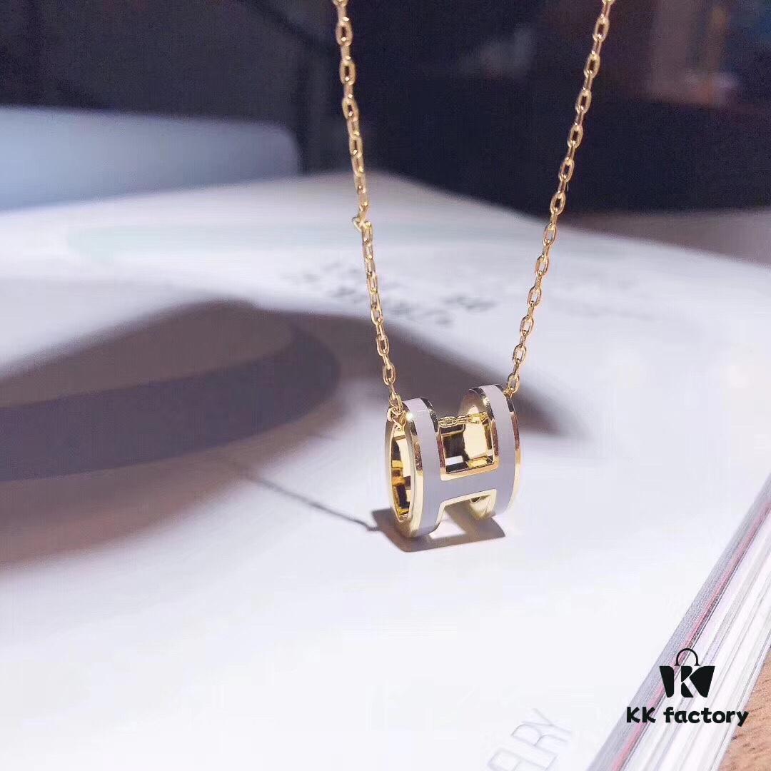 692fc84099f2d84055c88ede HER*ESH Hermès Classic H Necklace – Latest Arrival in Milk Tea Gray Tone, Elegant and Refined!