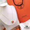 692fc84f99f2d84055c88efa Hermès Enamel Curved H Necklace in Gold Tones