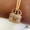 692fc85b99f2d84055c88f0a Hermes HERMES Bag Pendant Necklace, 925 Sterling Silver Plated with 18K Gold, Full Diamond and Logo Design, Available in Gold, Rose Gold, and Silver