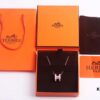 692fc86899f2d84055c88f1d Hermès Enamel Curved H Necklace 2017 Version with Chain Design – Gold, Rose Gold, and White Gold Options