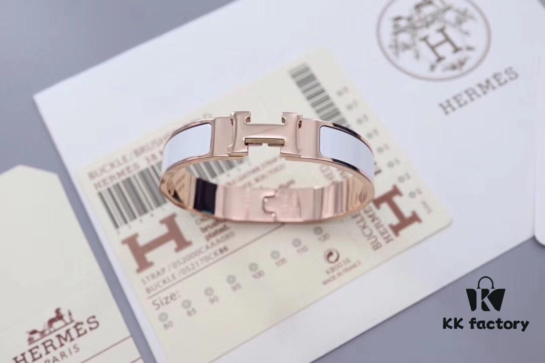 692fc87399f2d84055c88f33 HERMES Enamel H Bracelet - Rose Gold Edge