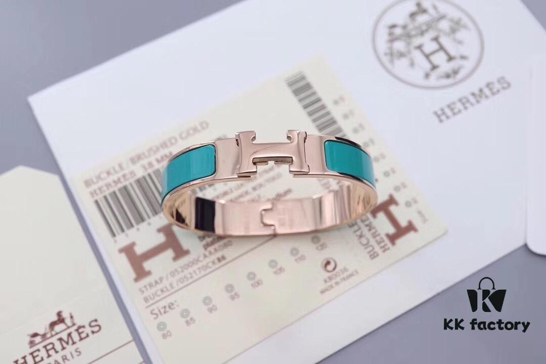 692fc87499f2d84055c88f35 HERMES Enamel H Bracelet - Rose Gold Edge