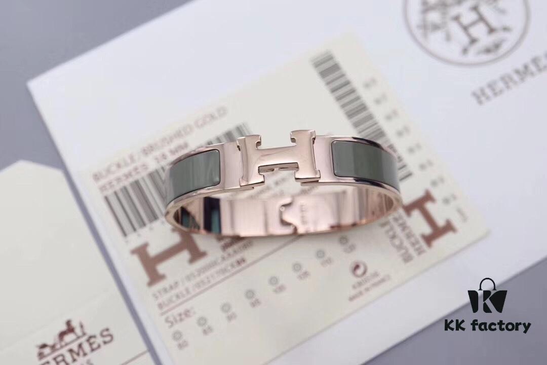 692fc87599f2d84055c88f36 HERMES Enamel H Bracelet - Rose Gold Edge