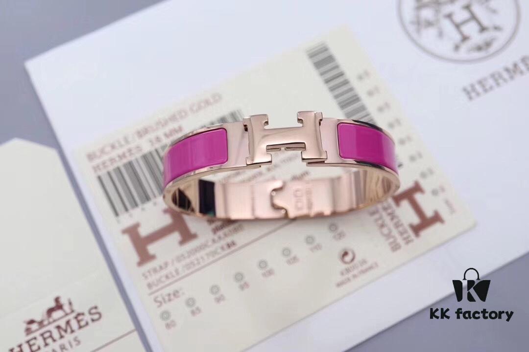 692fc87699f2d84055c88f38 HERMES Enamel H Bracelet - Rose Gold Edge
