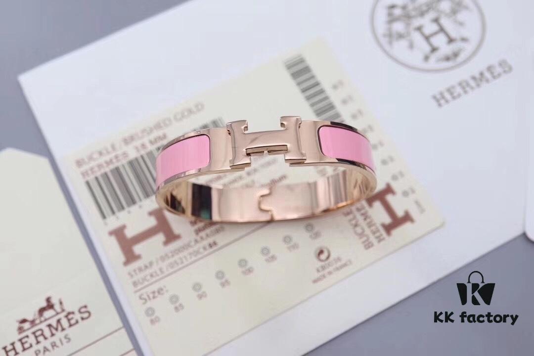 692fc87799f2d84055c88f3a HERMES Enamel H Bracelet - Rose Gold Edge