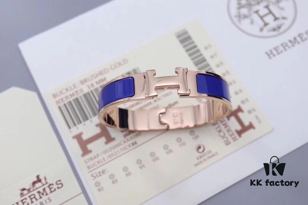 692fc87799f2d84055c88f3b HERMES Enamel H Bracelet - Rose Gold Edge