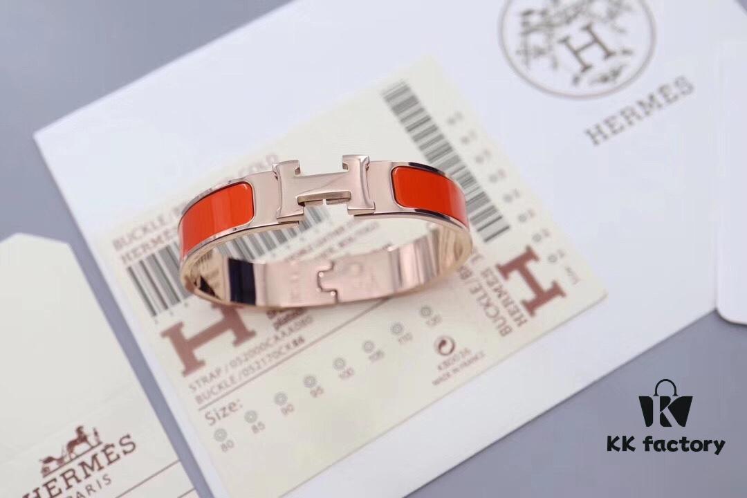 692fc87999f2d84055c88f3d HERMES Enamel H Bracelet - Rose Gold Edge