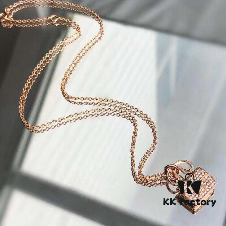 692fc89299f2d84055c88f6b Hermes Constance Amulette Fully Diamond-Encrusted Bag Pendant Necklace, Crafted in Heavy 925 Sterling Silver