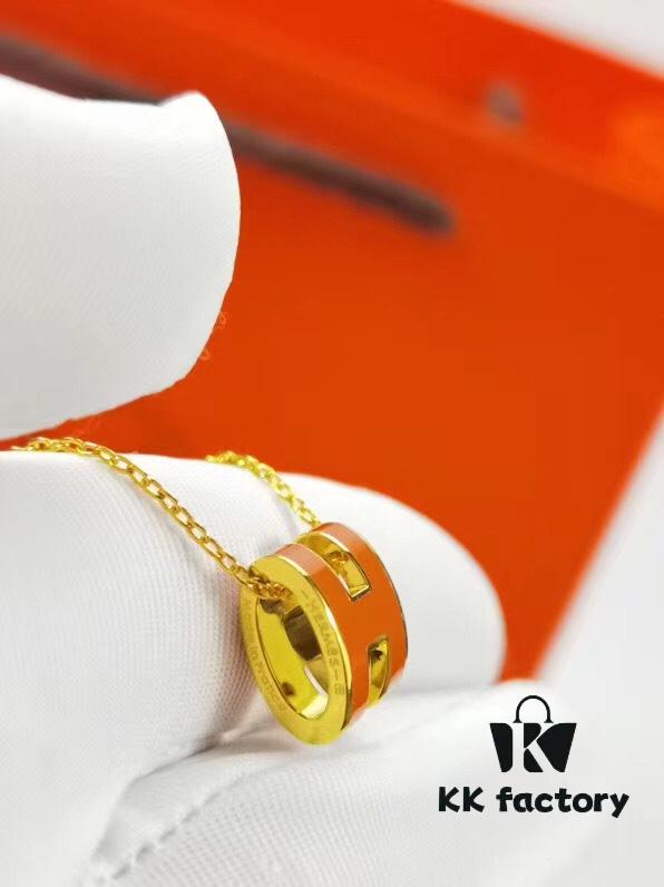 692fc8bf99f2d84055c88fba Mini POP Hermès H Necklace, Each with Unique Code, Mijin Electroplating! Hermès Enamel Curved H Necklace, Gold, Rose Gold, and White Gold Chain Options, Official Store Logo Anti-Counterfeit Tag