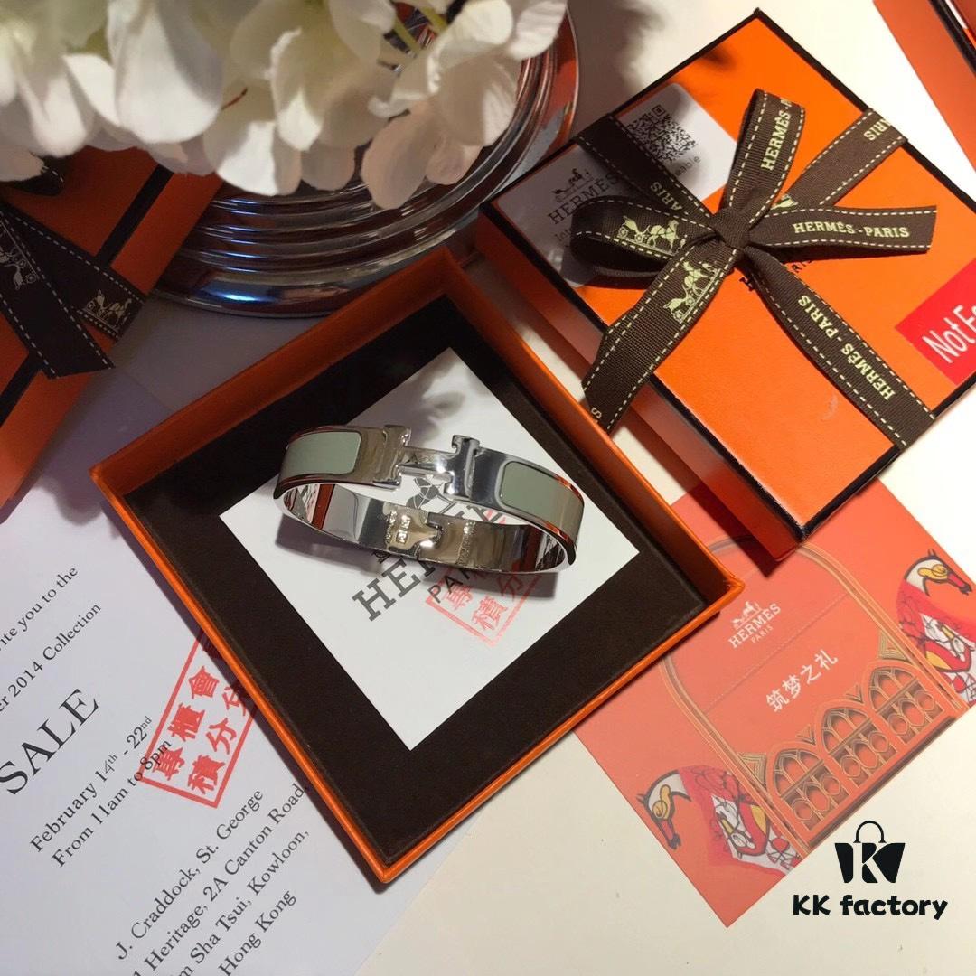 Hermès New H-Initial Enamel Bangle Bracelet