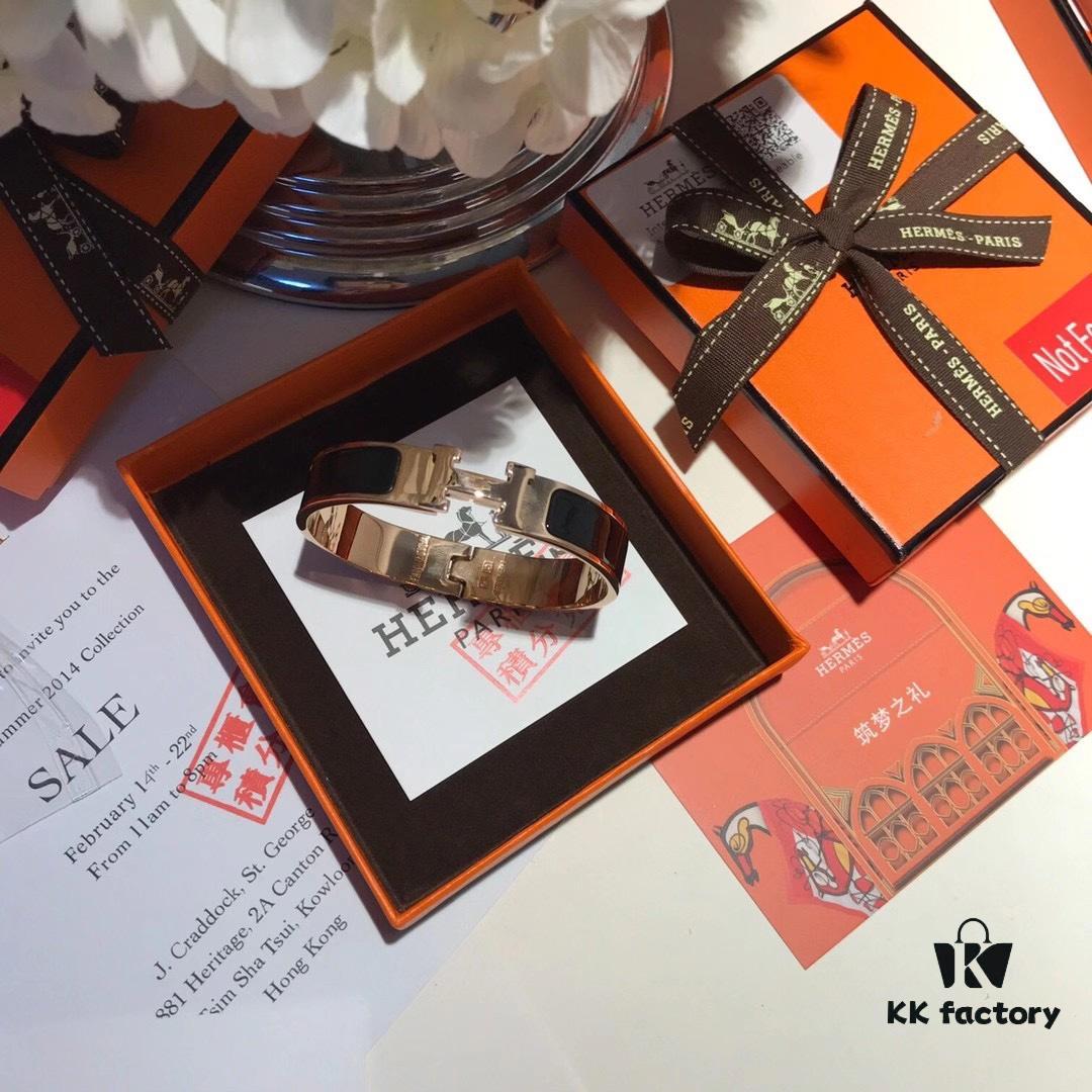 Hermès New H-Initial Enamel Bangle Bracelet
