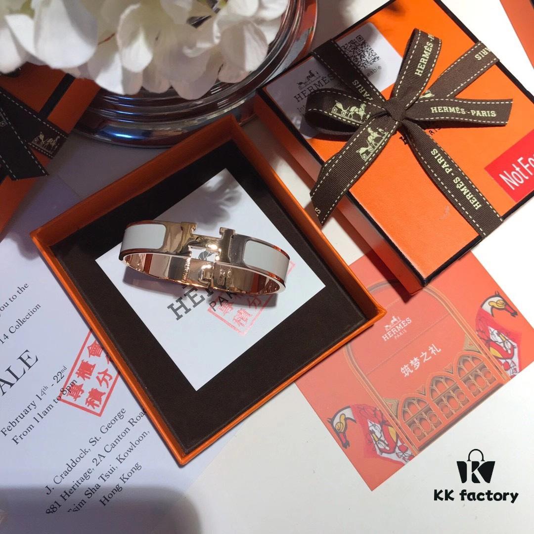 Hermès New H-Initial Enamel Bangle Bracelet
