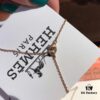 Hermès New Leather Lock Necklace in Rose Gold & White Gold