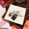 Hermès New Leather Lock Necklace in Rose Gold & White Gold