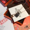 Hermès New Leather Lock Necklace in Rose Gold & White Gold