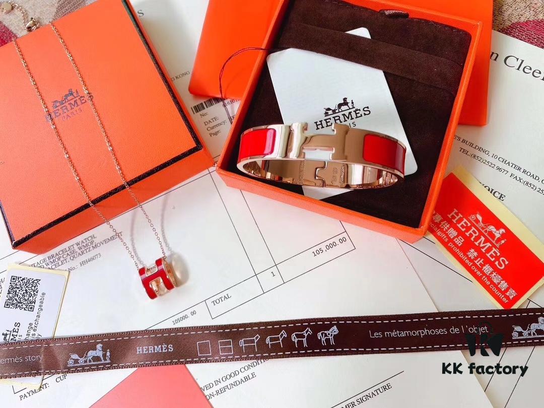 692fc8f999f2d84055c89029 Hermès Bracelet & H Necklace Set - Premium Quality, Rose Gold, Classic Red, Long-Lasting Color