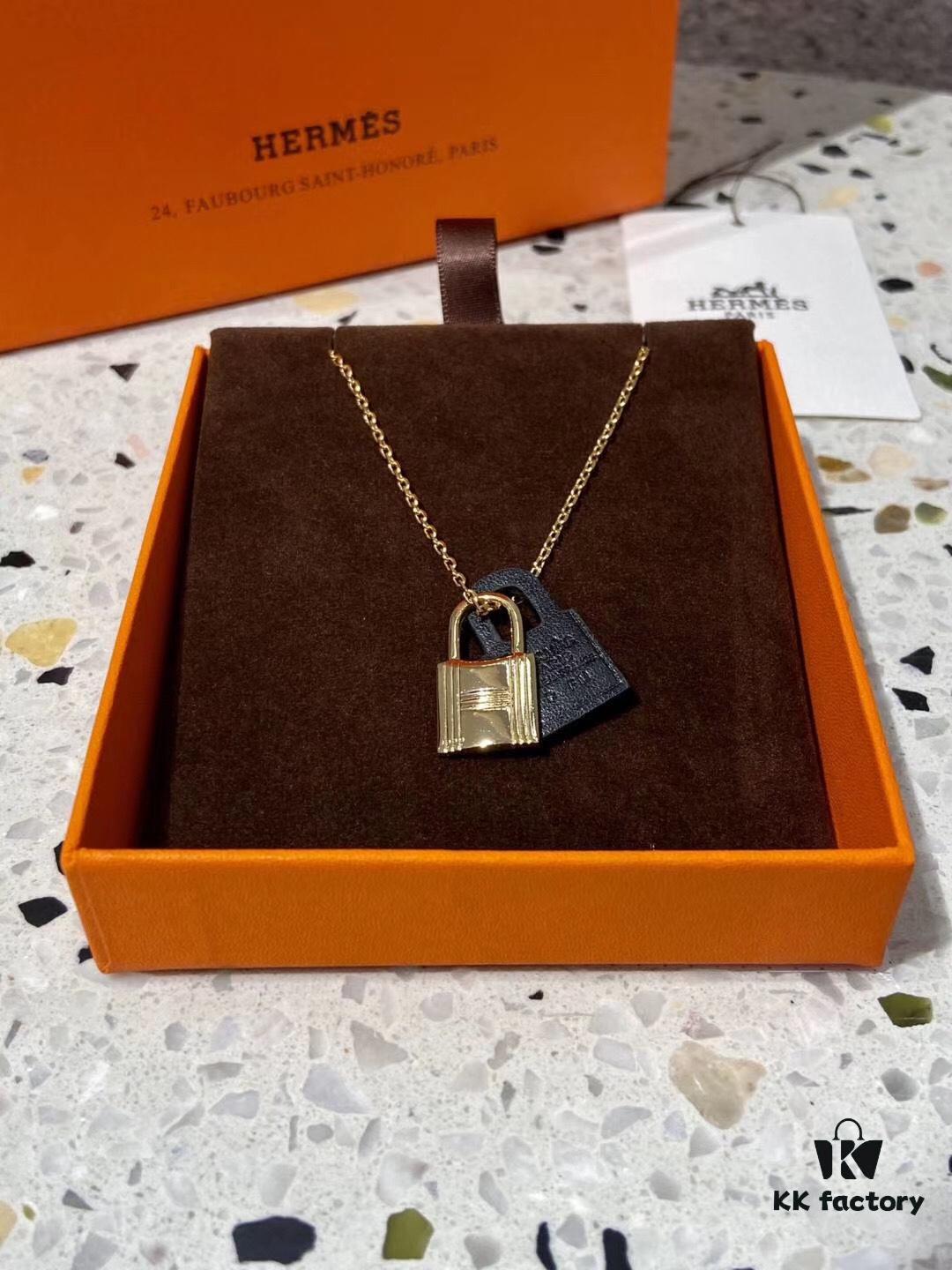 692fc90699f2d84055c89046 Hermès O'Kelly Lock Necklace, Premium Brass with Thick Gold Plating, Adjustable Chain Length, Multiple Colors Available for Versatile Styling