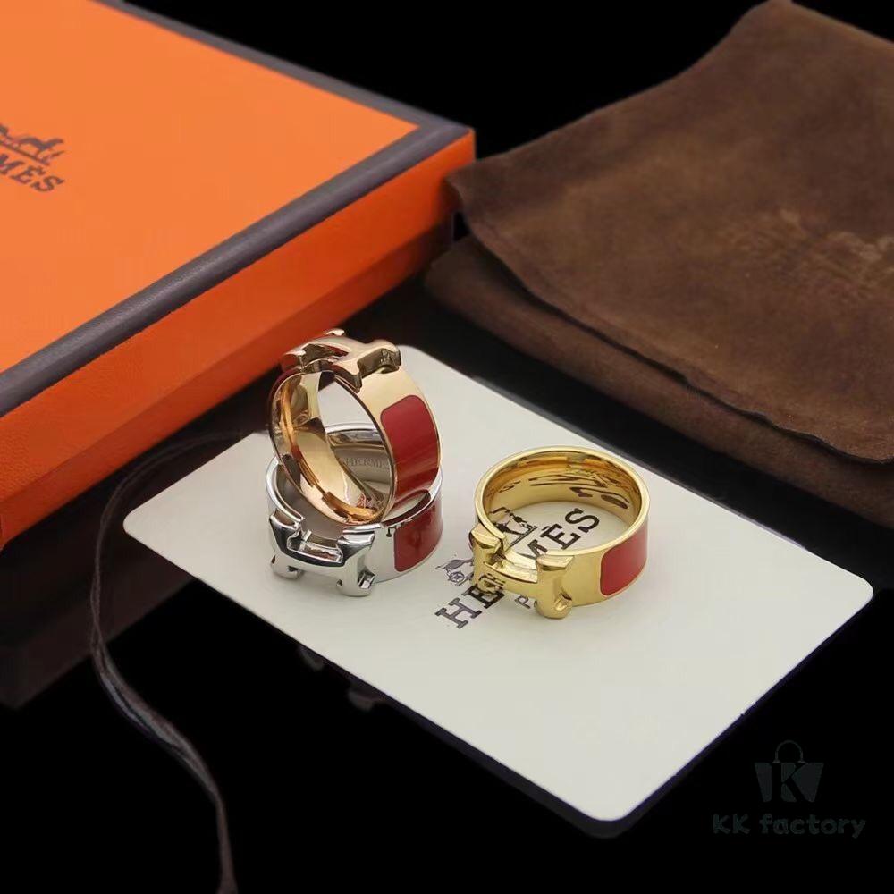 692fc90d99f2d84055c8905c Hermès Classic H-Clasp Enamel Ring 💍 A Beautiful Touch of Color to Your Fingertip All Year Round