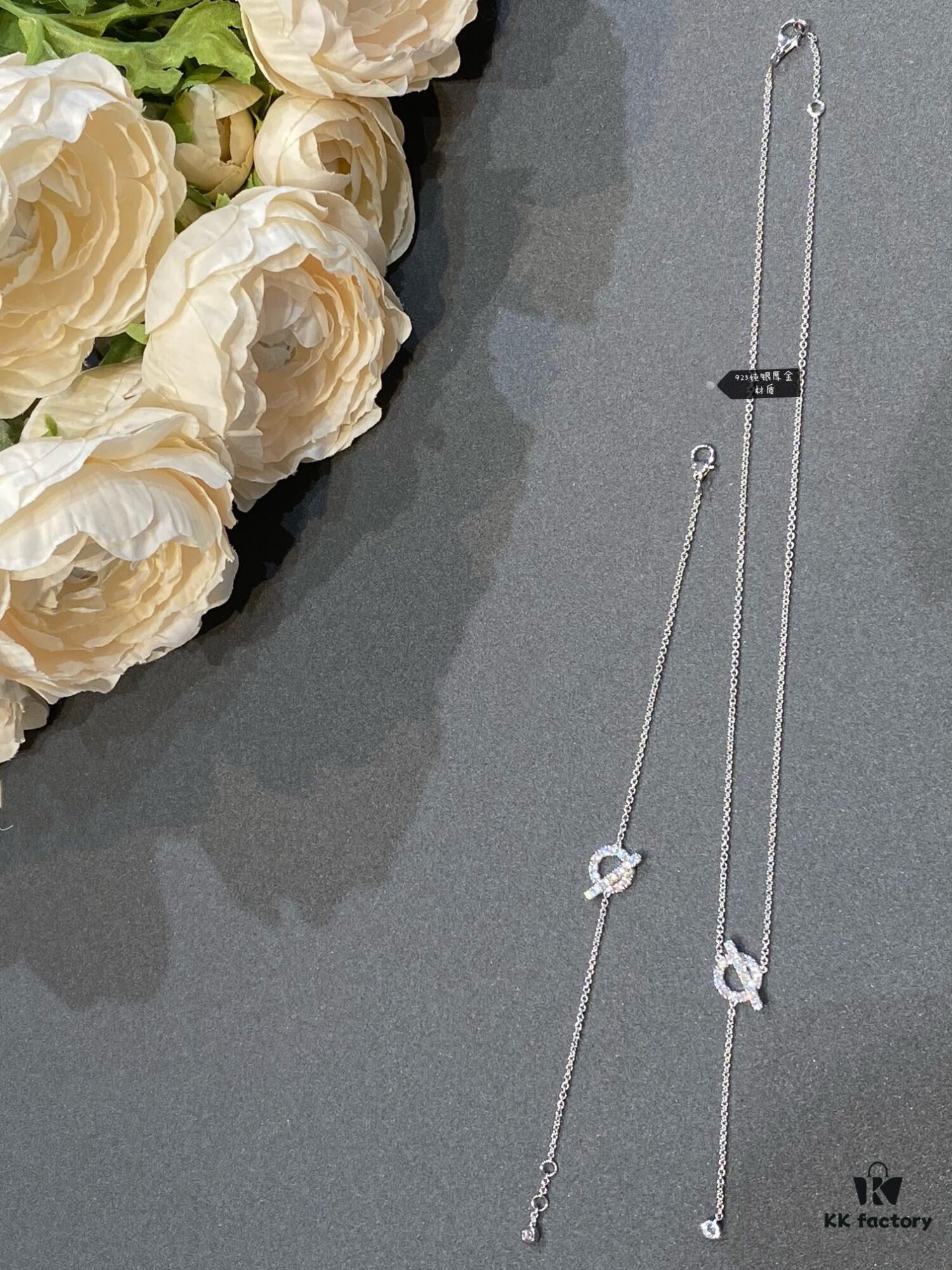 692fc91699f2d84055c8906e Hermes Finesse Series, Little Q, New Silver Color, Y-Shaped Necklace and Bracelet