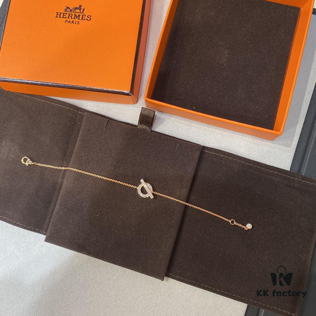 692fc91999f2d84055c89073 Hermes Finesse Rose Gold Diamond Y Necklace and Bracelet, Exquisite Mini Hollow-Out Circle Design with Refined Craftsmanship