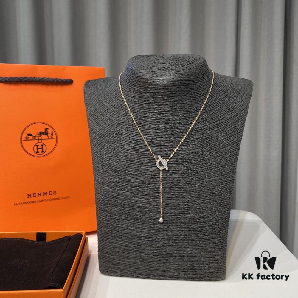 692fc91a99f2d84055c89076 Hermes Finesse Rose Gold Diamond Y Necklace and Bracelet, Mini Hollow-out Circle with Bar Design, Exquisite Craftsmanship, CNC Precision Carved, Imported Silicon Titanium Diamonds, Hand-Set Stones, Jewelry-Grade Finish