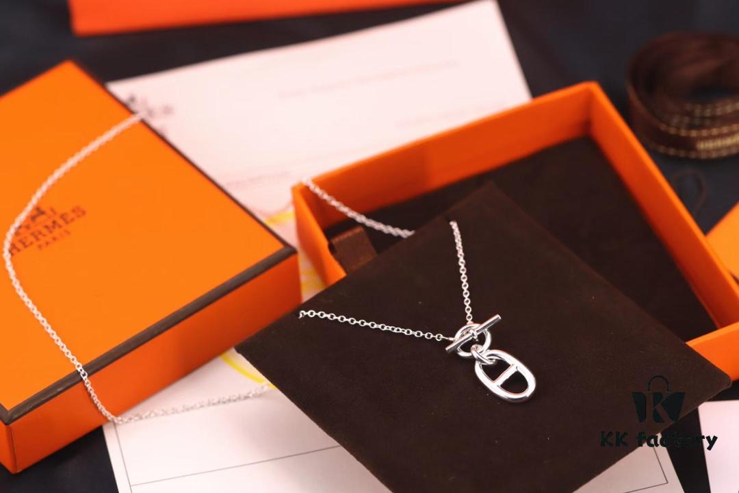 692fc92b99f2d84055c8909b Hermes Disc Pin Buckle Necklace, Hermes Pig Nose Pin Buckle Necklace, Hermes Birkin Bag Pin Buckle Necklace
