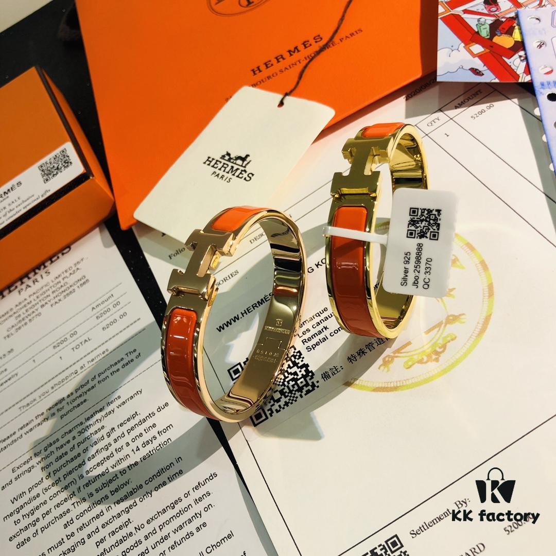 692fc93899f2d84055c890b7 Hermes High-Replica Enamel H Bangle Bracelet in Rose Gold - Matching Couple's Design, Available in Size 17 and 19