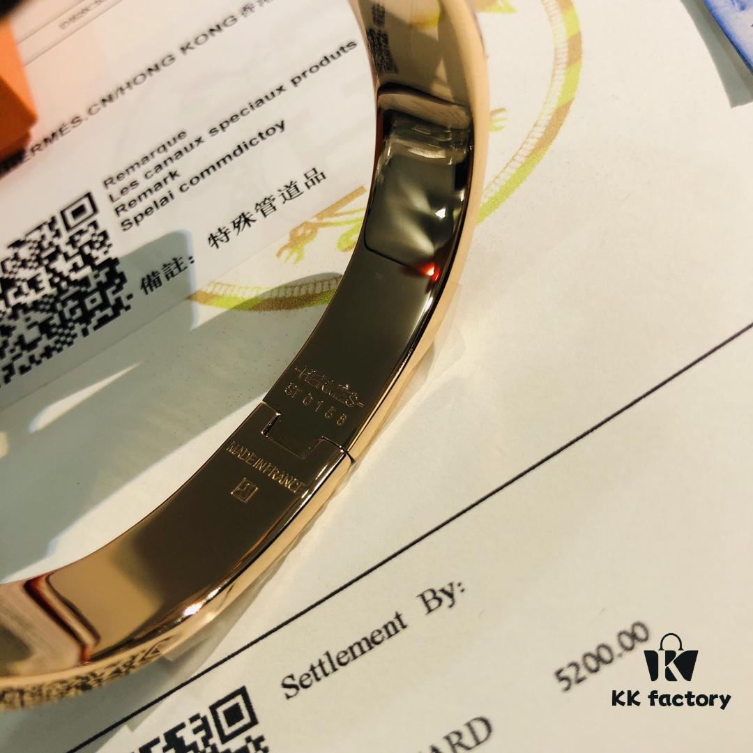 692fc93d99f2d84055c890c3 Hermès Enamel Clic H Bracelet - Rose Gold Replica, One-to-One Match with Sticker, Label, Receipt Included, Available in Size 17 and 19, Perfect for Couples