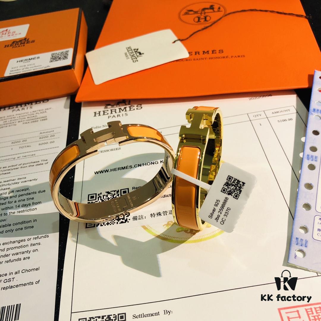 692fc93f99f2d84055c890c7 Hermes 1:1 Replica Sticker, Label, Receipt Set Available in Rose Gold - Hermes CLIC Enamel H Bracelet Classic Couple's Style