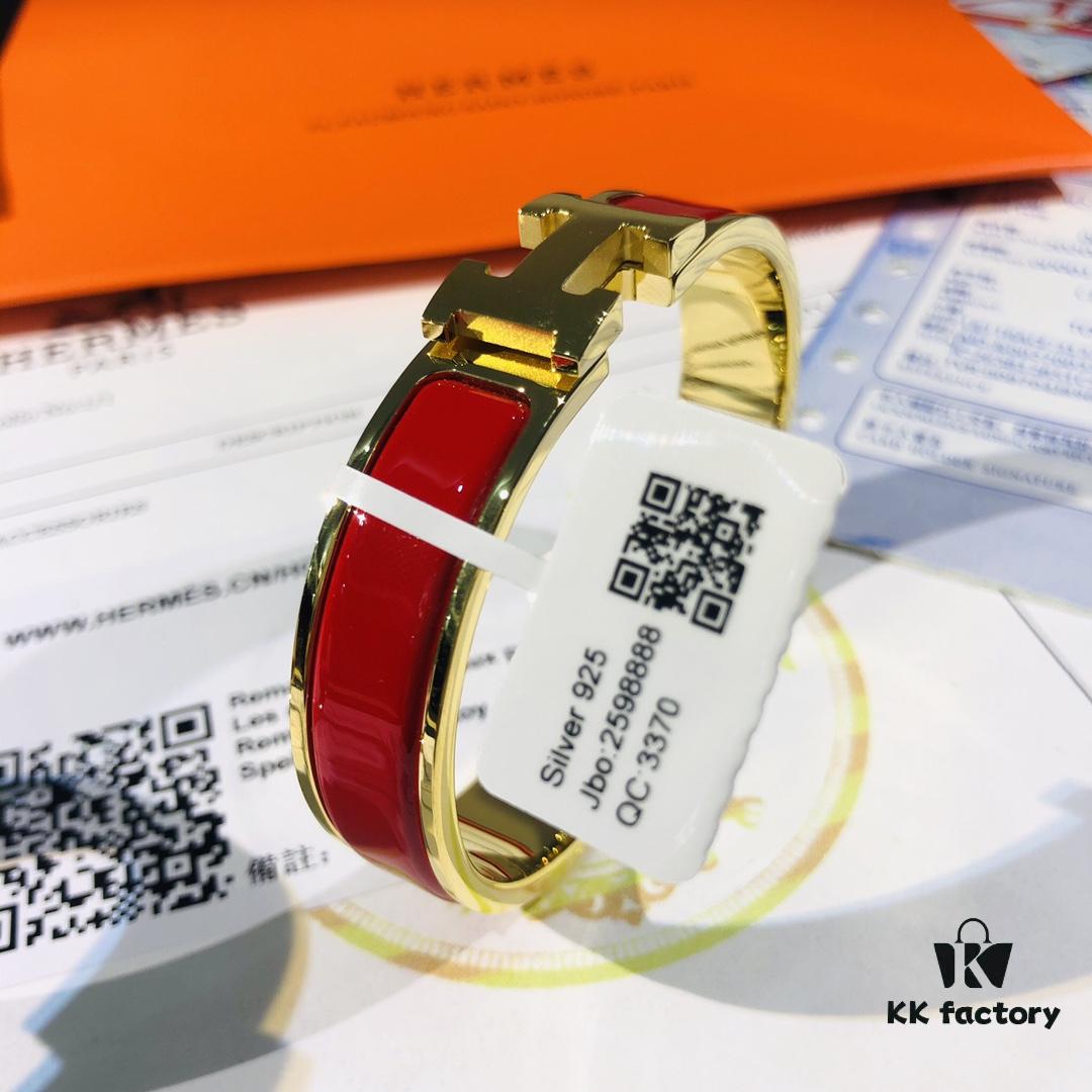 692fc94799f2d84055c890d2 Hermès High-Replica Enamel Clic H Bracelet in Rose Gold – Full Set with Stickers, Tags, and Receipts – Classic Couple's Style, Sizes 17 & 19