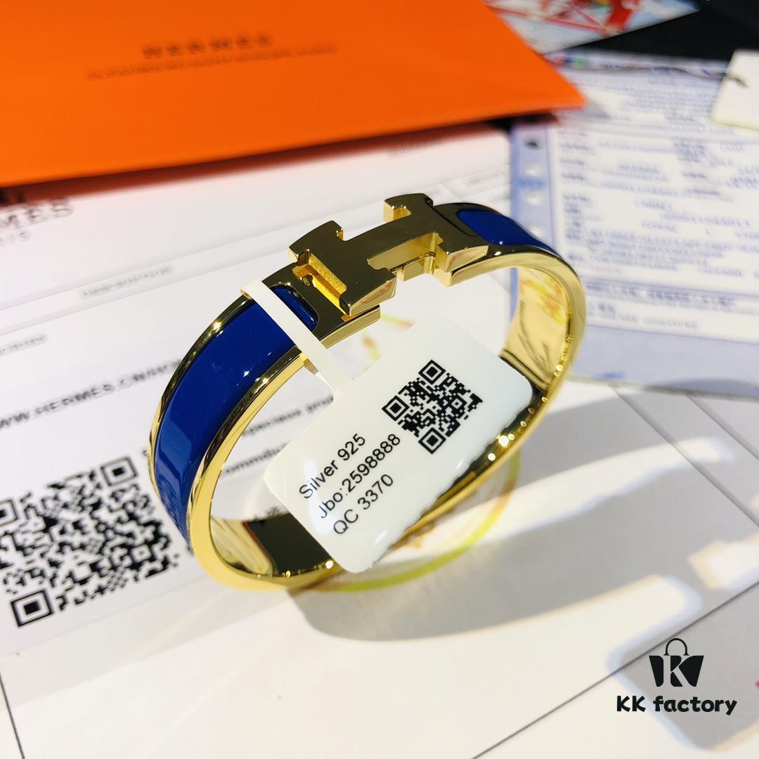 692fc94999f2d84055c890d6 Hermès High-Replica Enamel H Bangle Bracelet in Rose Gold – Full Set with Stickers, Labels, and Receipts – Classic Couple's Style (Sizes 17 & 19)