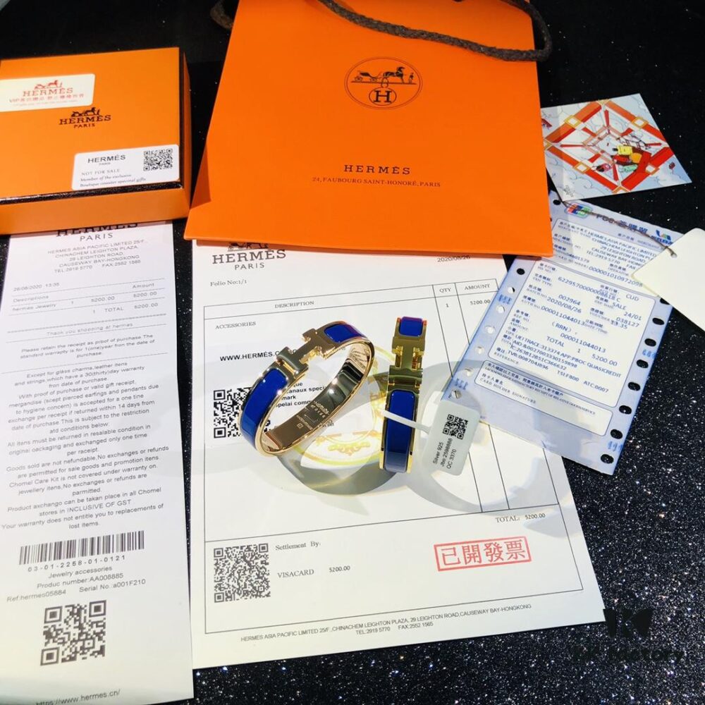 692fc95099f2d84055c890e1 Hermès High-Replica Enamel H Bangle Bracelet in Rose Gold – Full Set with Stickers, Labels, and Receipts – Classic Couple's Style (Sizes 17 & 19)