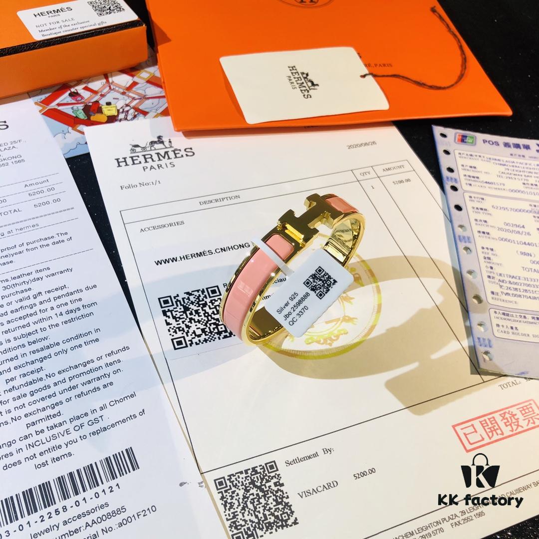 692fc97599f2d84055c89115 Hermes High-Replica Enamel Clic H Bracelet in Rose Gold – Full Set with Stickers, Labels, and Receipts – Classic Unisex Design