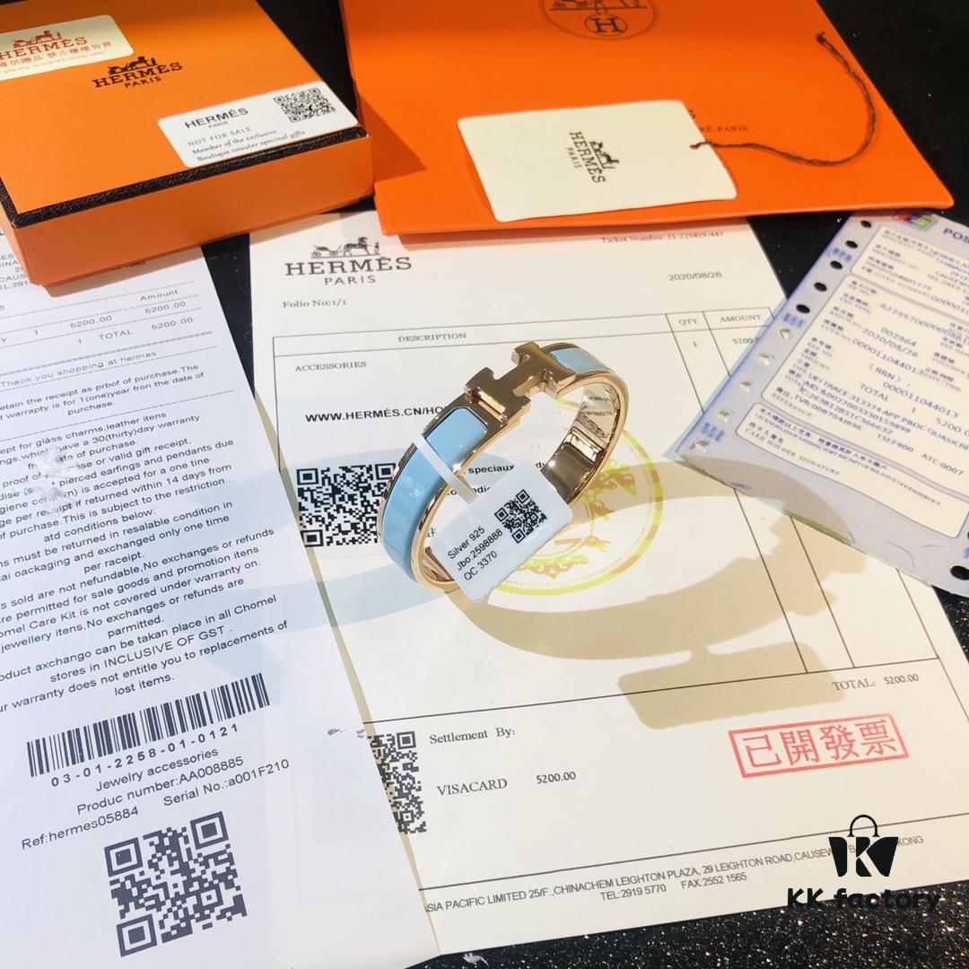 692fc97599f2d84055c89117 Hermes 1:1 Replica Sticker, Label, Receipt Set 🌟 Rose Gold Version 😎 Available in Stock | Herme*CLIC Enamel H Bracelet | Classic Unisex Design for Couples, Size 17 & 19