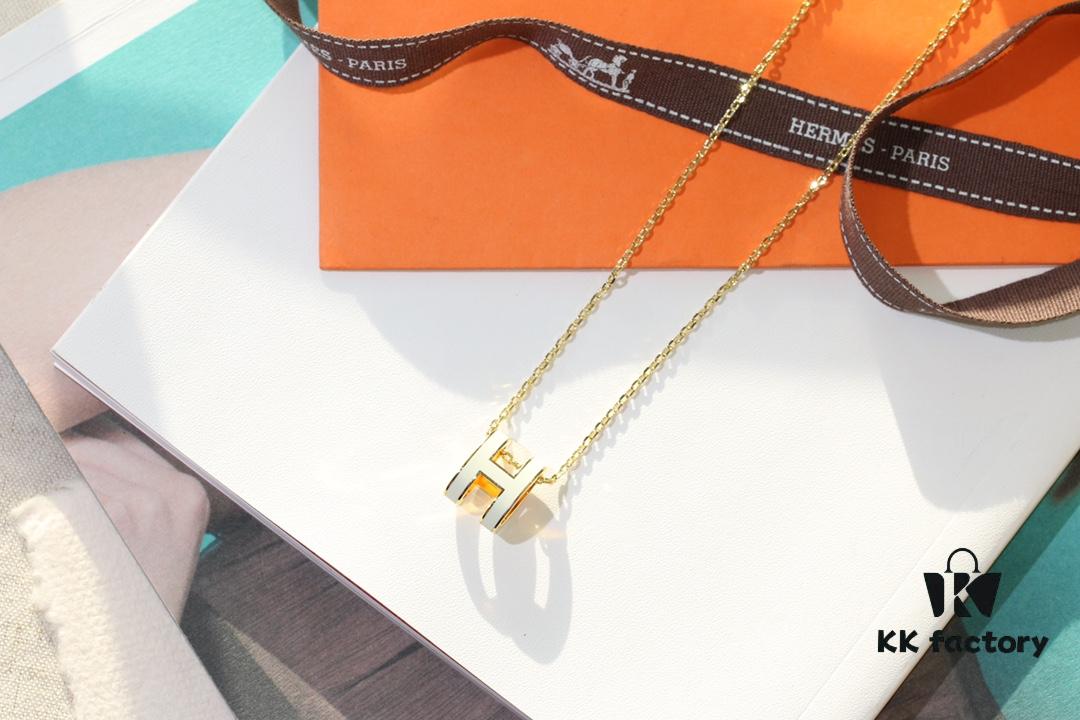 692fc99c99f2d84055c89162 Classic H Necklace, Precision CNC Carved, Sharp Clean Angles, Available in Gold and Rose Gold