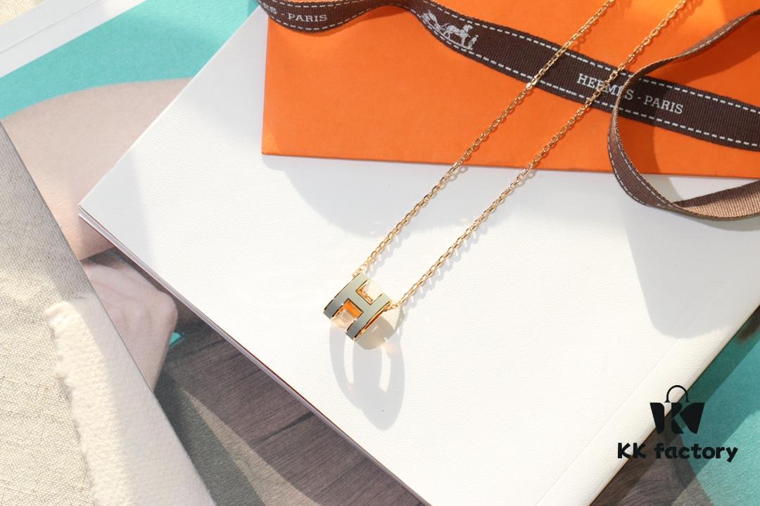 692fc99d99f2d84055c89164 Classic H Necklace, Precision CNC Carved, Sharp Clean Angles, Available in Gold and Rose Gold