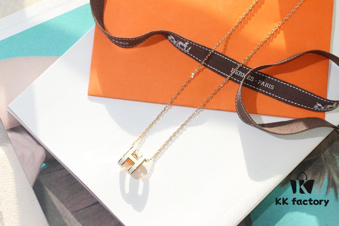 692fc99e99f2d84055c89166 Classic H Necklace, Precision CNC Carved, Sharp Clean Angles, Available in Gold and Rose Gold