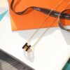692fc9a099f2d84055c8916a Classic H Necklace, Precision CNC Carved, Sharp Clean Angles, Available in Gold and Rose Gold