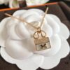Hermes HERMES Bag Red Agate White Mother-of-Pearl Necklace