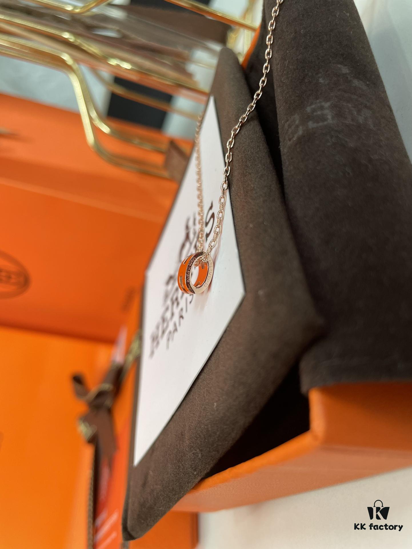 Hermes Overseas Points Member Gift Hermes | Pop H Series ✨ Rose Gold Hermès Orange [Mini Size] Classic H Closure, Timeless Style 🥰 Clear Engraving at Bottom, Exquisite Craftsmanship Complete Set with Identity Strap, Points Card, Labels and Original Packaging