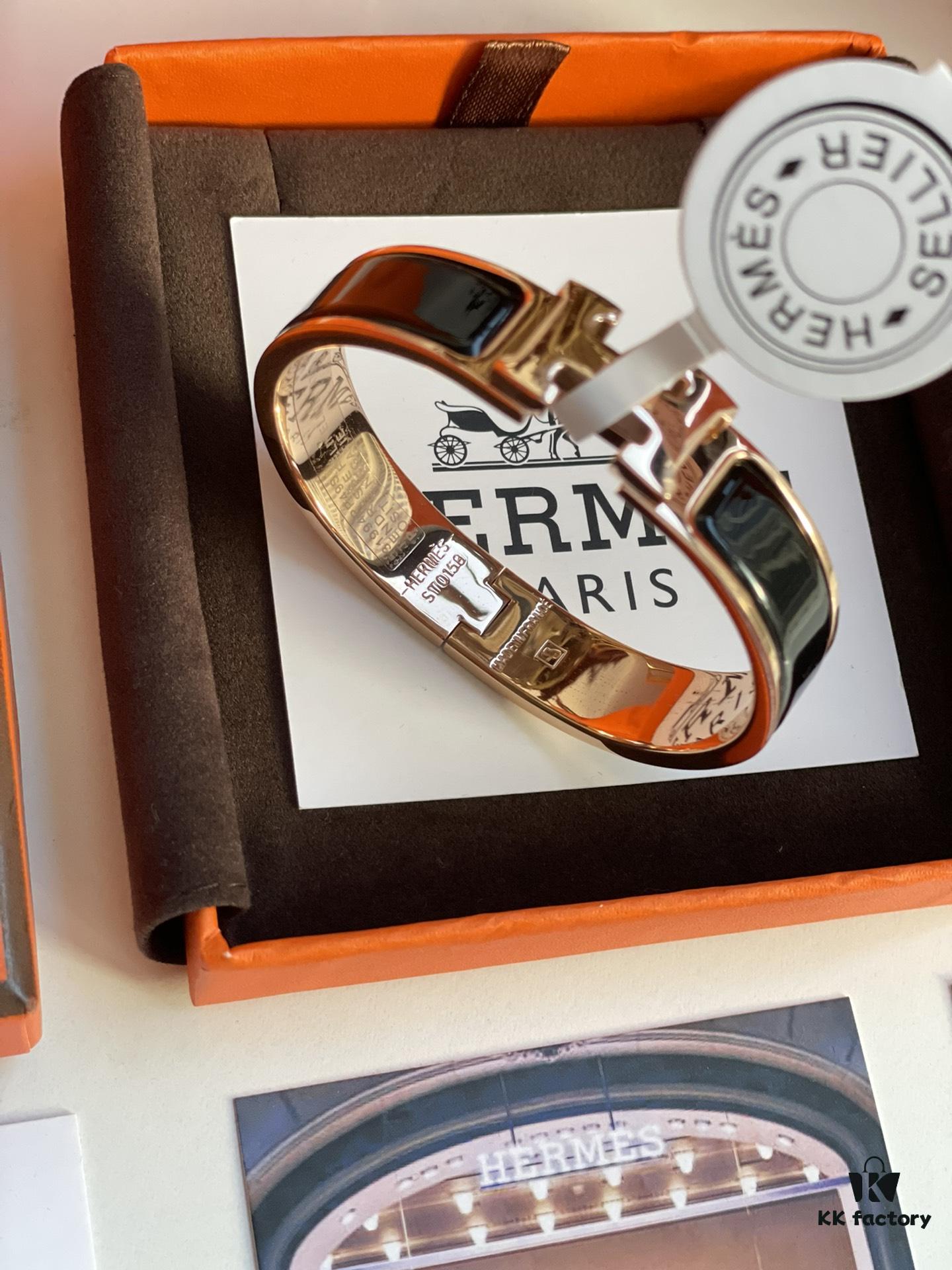 692fca2699f2d84055c89216 Hermes Overseas Points Member Gift HERMES | Pop H Collection ✨ Rose Gold Linglang Black Bracelet Classic H Clasp Timeless Design
