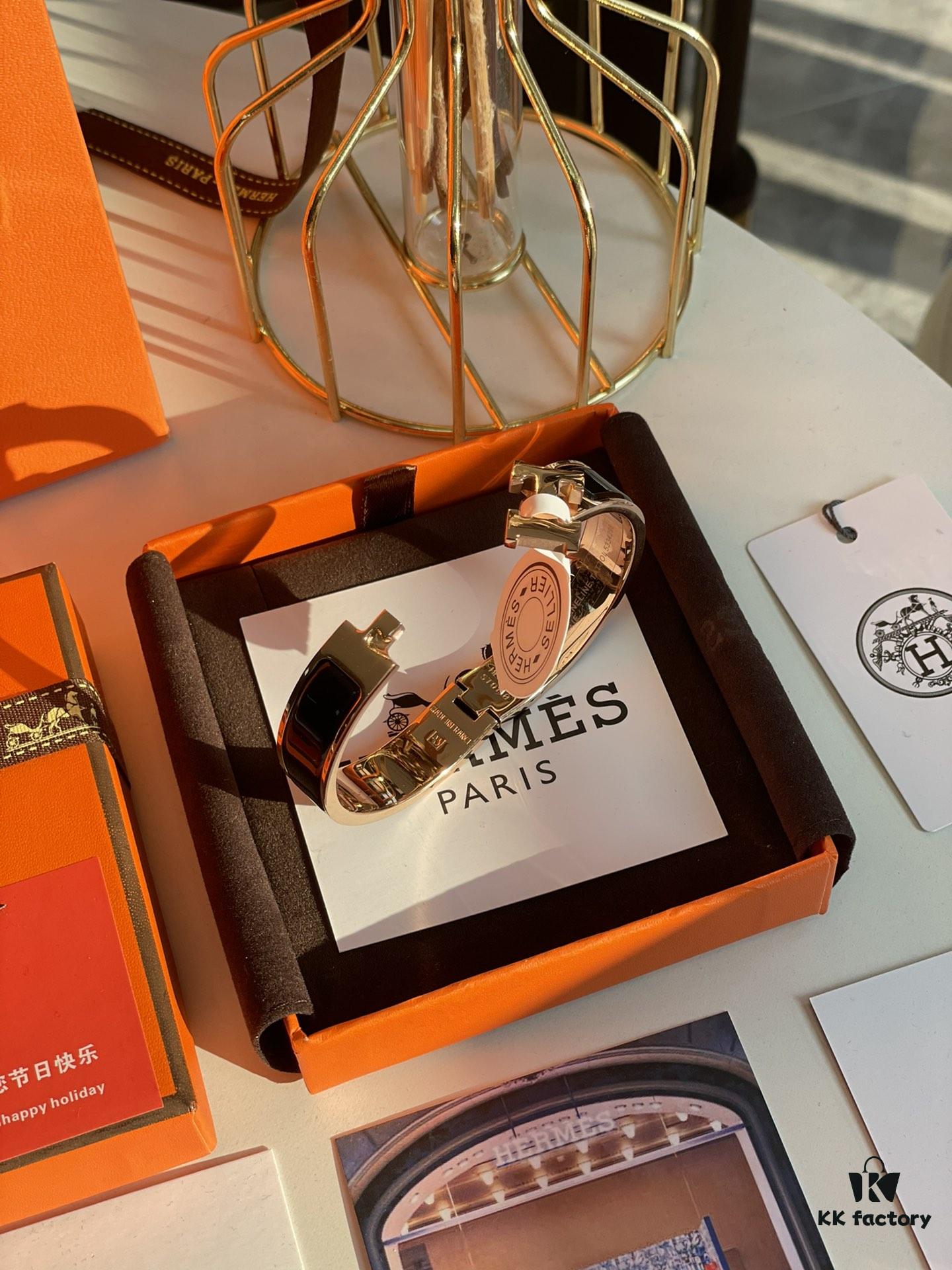 692fca2699f2d84055c89217 Hermes Overseas Points Member Gift HERMES | Pop H Collection ✨ Rose Gold Linglang Black Bracelet Classic H Clasp Timeless Design