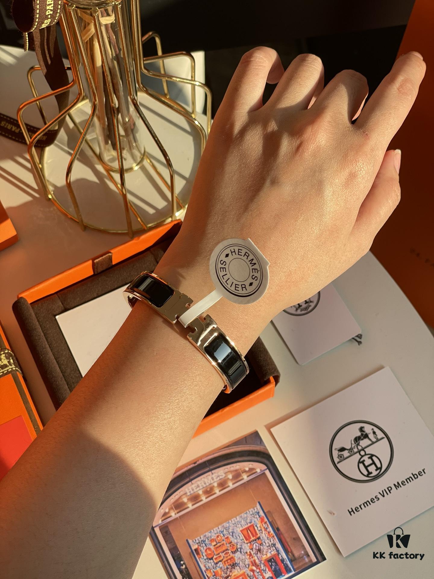 692fca2799f2d84055c89218 Hermes Overseas Points Member Gift HERMES | Pop H Collection ✨ Rose Gold Linglang Black Bracelet Classic H Clasp Timeless Design